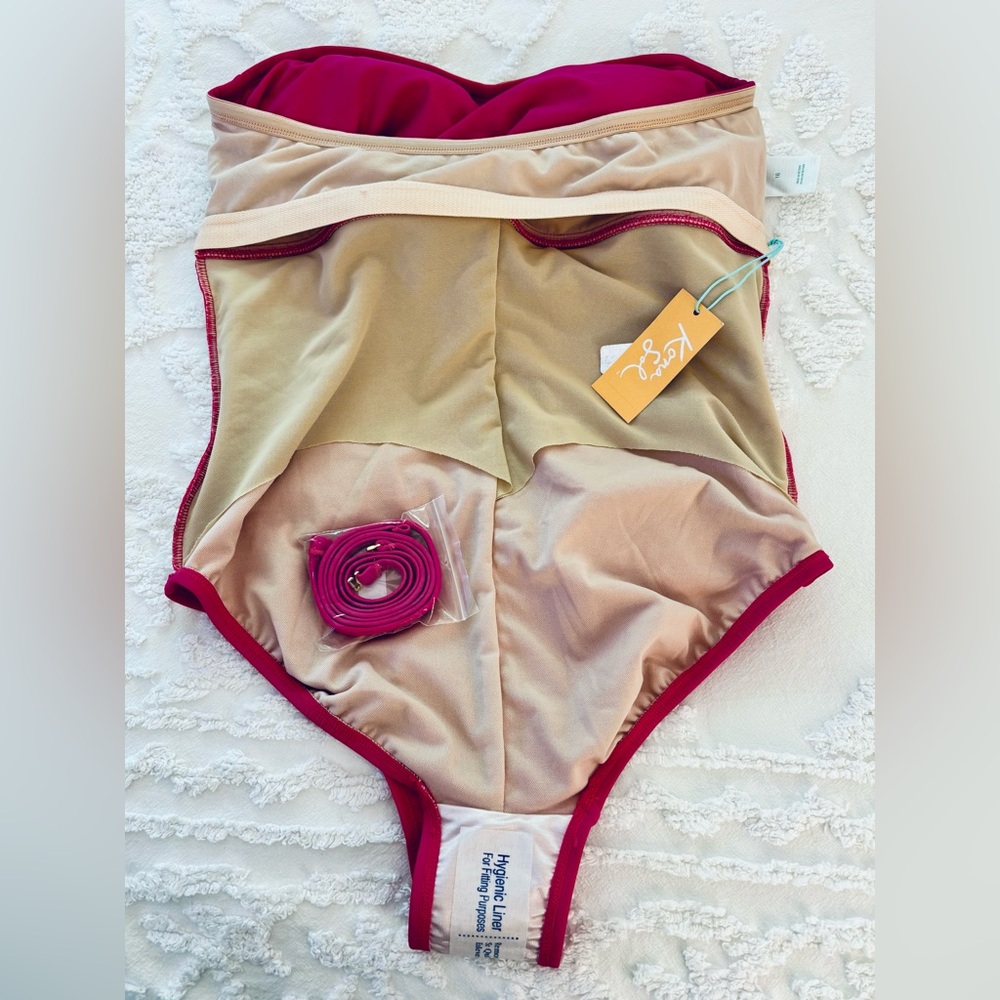 Kona Sol Swimsuit Hot Pink One Piece bandeau NWT 16 beach cruise resort vacation - Picture 5 of 6